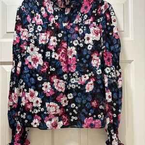 Sugarlips Black Floral Smocked Blouse